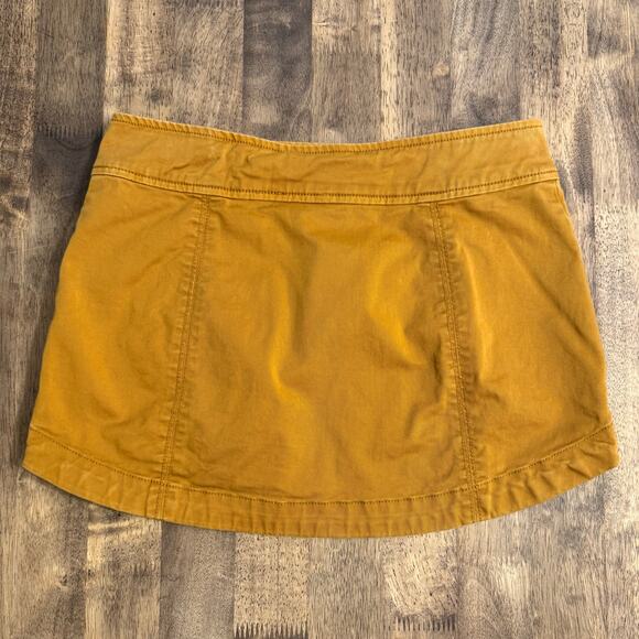 Free People Mini Skirt Zippers Metal Studs Mustard Bohemian Punk Women’s Size 2 - Picture 8 of 8